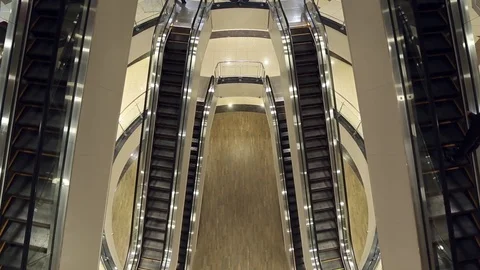 The girl down the escalator Stock Footage 69937102