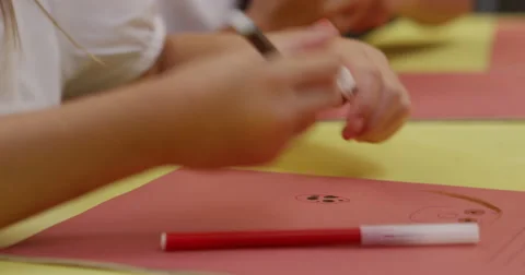 Girl drawing in classroom Stock Footage 58573183