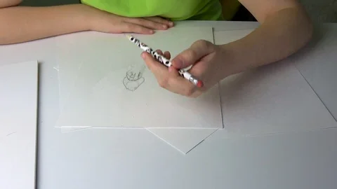 Girl drawing. Video stock 107207535