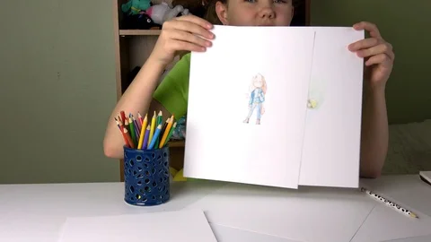 Girl drawing. Stock Footage 107209583