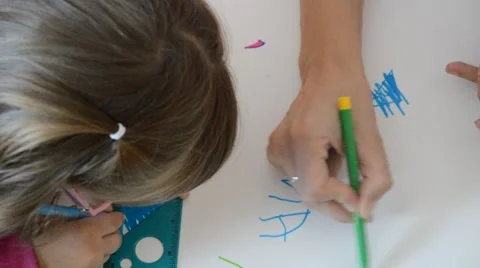 Girl drawing a triangle Stock Footage 41563627