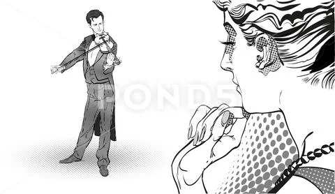 Girl dreaming of the romantic man. Girl thinking about a man. Woman and Stock Illustration