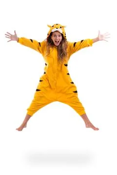 Girl dressed as a tiger Stock Photos