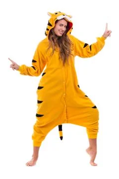 Girl dressed as a tiger Stock Photos