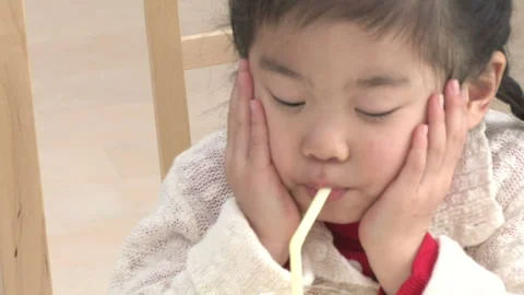 Girl Drinking Juice Stock Footage 332764965