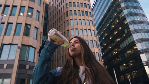 Girl drinking lemonade. Video stock 108613826