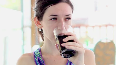 Girl Drinking Soda Video stock 42142000