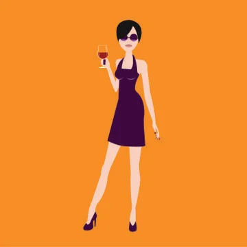 Girl Drinking Wine Stock Illustration