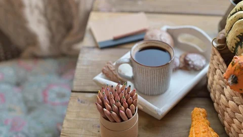 Girl drinks coffee Stock Footage 119786530