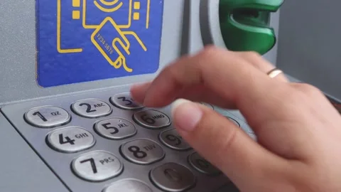 The girl drives the PIN code. Stock Footage 138167455