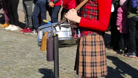 Girl drummer before performance Stock Footage 114548642