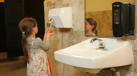 Girl drying hands Video stock 50147319