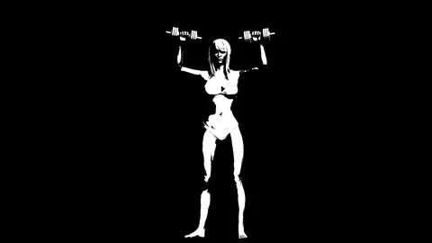 Girl with dumbbells. Loop animation. Alpha channel. Alpha matte. Full HD. Stock Footage 86561001