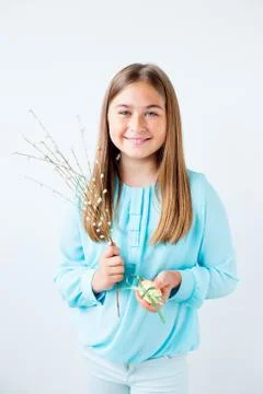 Girl with easter egg Stock Photos