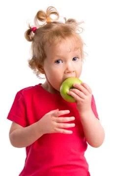 Girl eats an apple Stock Photos