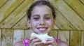 Girl eats bread HD Footage