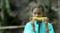 Girl eats corn HD Footage