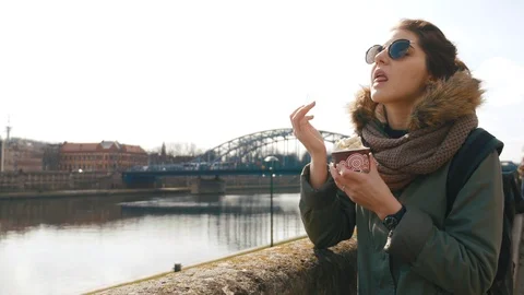 The girl eats ice cream Stock Footage 105500212
