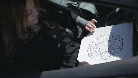 Girl eats pizza machine Video stock 88997954