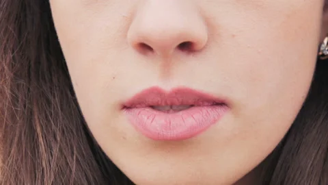 The girl eats yogurt. Close up. Video stock 98497253