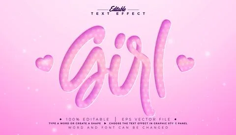 Girl Editable Text Effect Design Vector Graphic Style with Cut Out Typograp.. Illustrazione stock
