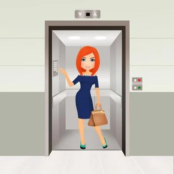 Girl in the elevator Illustrazione stock