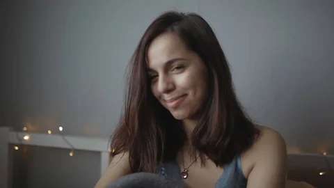 Girl is embarrassed in bed Stock Footage 103150054
