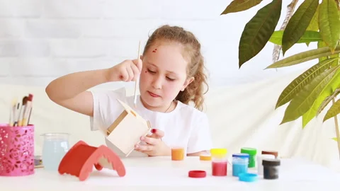 The girl is engaged in creativity Stock Footage 156854223