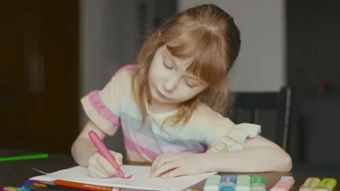 A girl is engaged in drawing Stock Footage 233928150