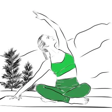 The girl is engaged in yoga Stock Illustration