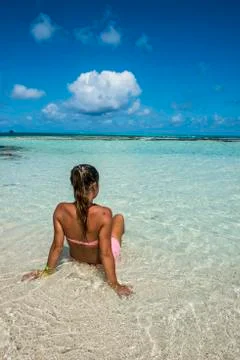 Girl enjoying the beautiful water of El Acuario, San Andres, Caribbean Sea, Stock Photos