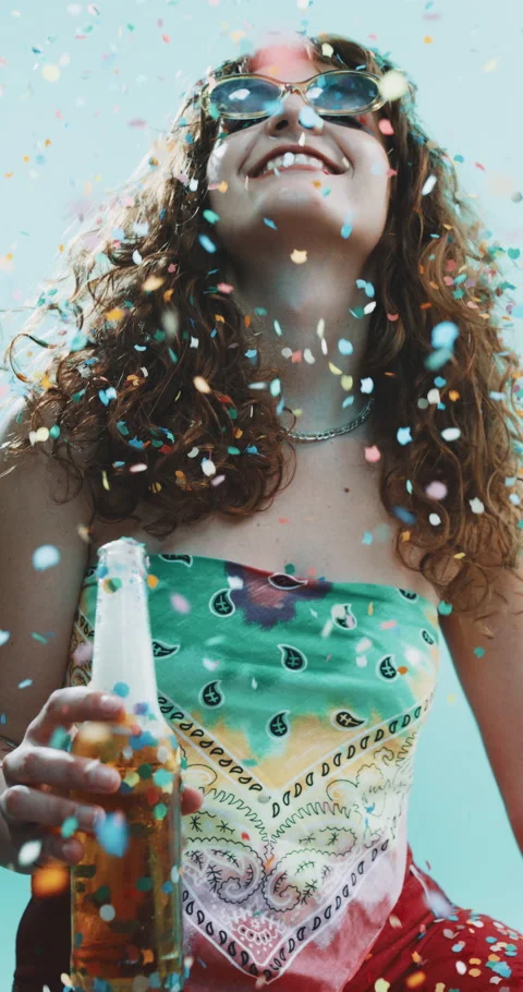 Girl enjoying confetti. Stock Footage 204971653