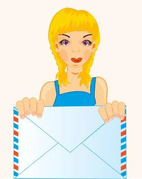 Girl with envelope Stock Illustration