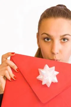 Girl with the envelope Stock Photos