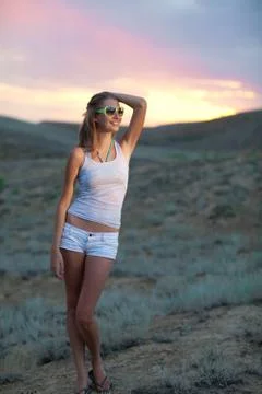 A girl in the evening Foto stock