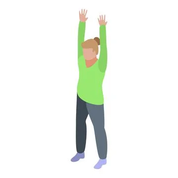 Girl exercise after programming icon, isometric style Stock Illustration