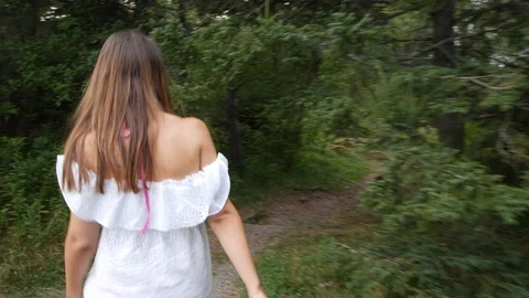 Girl Exploring a Forest Stock Footage 95086397