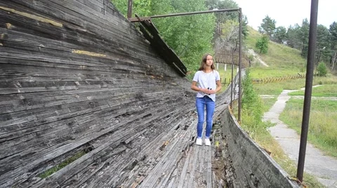 Girl exploring surroundings Stock Footage 66587085
