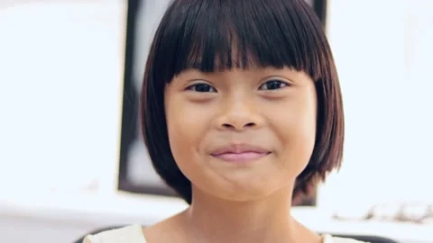 Girl face in close-up. Video stock 224431297