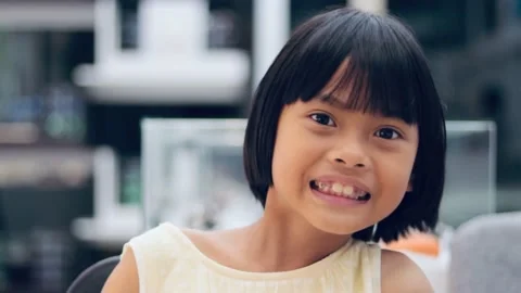 Girl face in close-up. Video stock 224431325