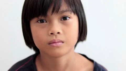 Girl face in close-up. Video stock 224431436