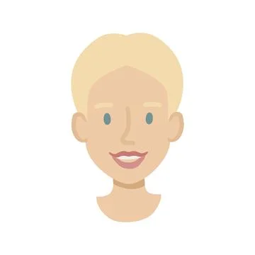 Girl face flat. Friendly young woman with short haired blond hair. Hand dra.. Stock Illustration
