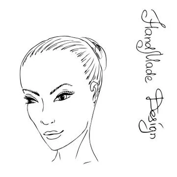 Girl face painted by hand,  vector illustration Stock Illustration