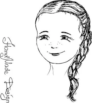 Girl face painted by hand,  vector illustration Stock Illustration