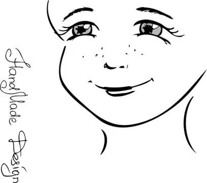 Girl face painted by hand,  vector illustration Stock-Illustration