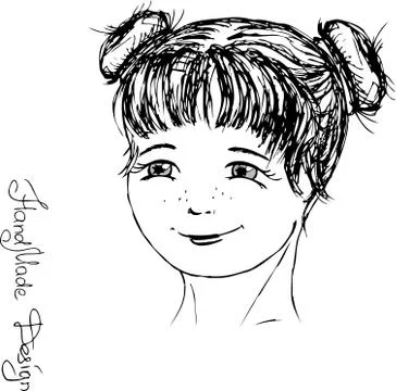 Girl face painted by hand,  vector illustration Stock Illustration