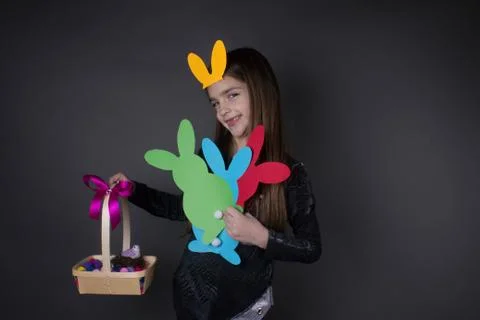 Girl festive easter Stock Photos