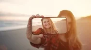Girl Filming Selfie On Her Phone Stock Footage
