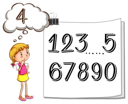 Girl finding missing number イラスト素材