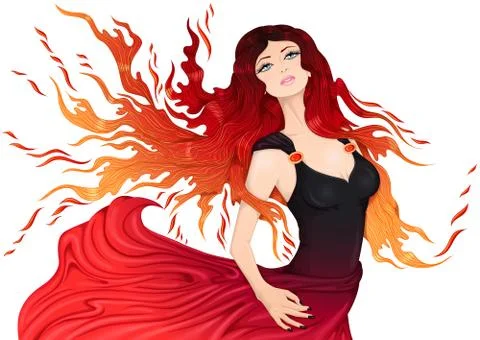 Girl fire element Stock Illustration